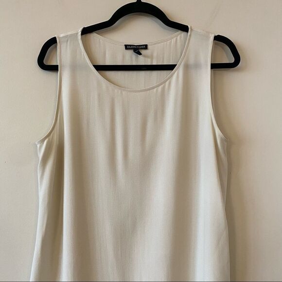 EILEEN Fisher-100% Silk Long Tunic Sleeveless Tank Top (Size: Small) - Picture 4 of 10